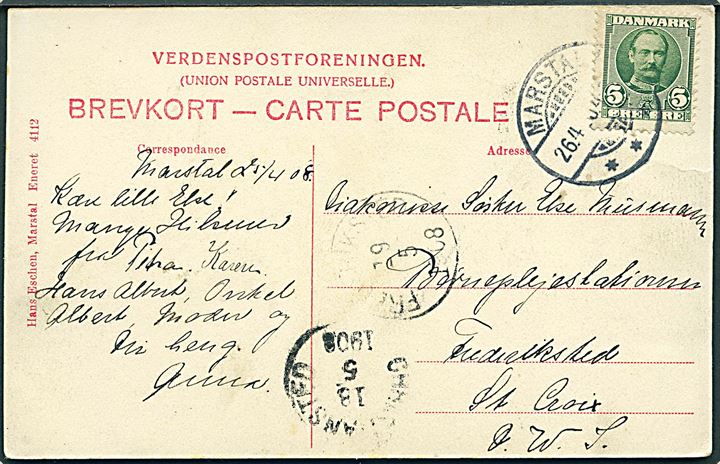 Marstal, den gamle mølle. H. Eschen no. 4112. Sendt til Dansk Vestindien 1908. Kvalitet 7