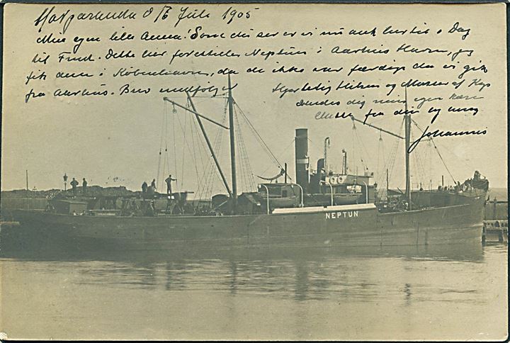 “Neptun”, S/S, Vesterhavet D/S A/S. Bortblevet i Nordsøen på rejse fra Burryport 1906. Fotokort u/no.  Kvalitet 7