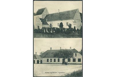 Gjestelev med Kirken og Skolen. H. Schmidt no. 23168. 