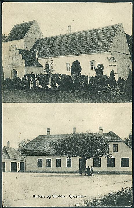 Gjestelev med Kirken og Skolen. H. Schmidt no. 23168. 