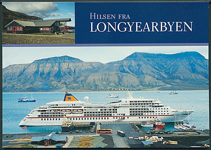 Svalbard. Hilsen fra Longyearbyen med M/F Europa, Norge.  Knut Aúne u/no. 