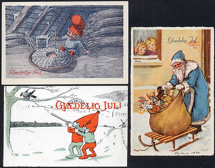 Nissekort. 11 forskellige kort bl.a. Røgind. Ca. 1915-30. Kvalitet Mix