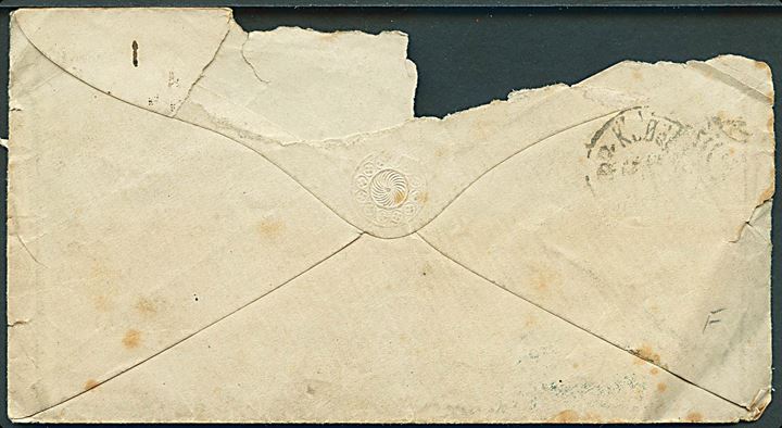 Norddeutscher Postbezirk ½ gr. og 1 gr. annulleret med blækkryds på MEGET MEDTAGET kuvert med liniestempel Hammelef. til Kjøbenhavn ca. 1869-71. Liniestempel ikke registreret i DAKA. 