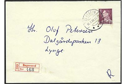 95 øre Fr. IX single på anbefalet brev fra Bagsværd d. 16.1.1964 til Lynge.
