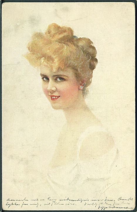 G. Elkka: Ung kvinde med lyst opsat hår. N. no. 15621. 
