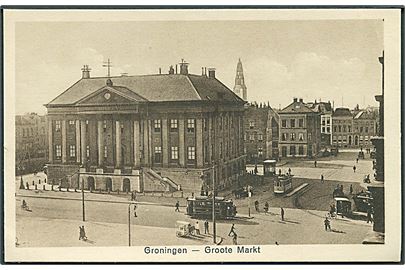 Holland. Groningen, Groote Markt. Sporvogne ses. B. F. Ozinga no. 64. 