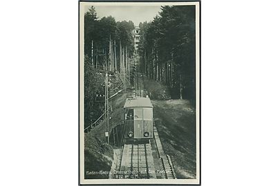 Baden - Baden. Drahtseilbahn auf den Merkur, 372 m. ü. M. Tandhjulsbane med tog no. 2. Fotokort no. 616/150. 