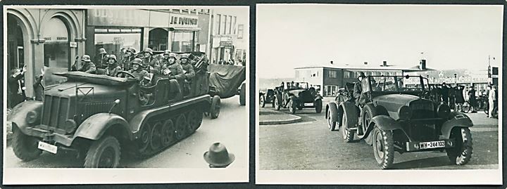 Aabenraa. Tyske tropper indtager byen d. 9.4.1940. Fotograf Th. Christesen no. 1804 & 1827. 9x7 cm.