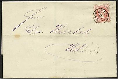 5 kr. Franz Joseph på foldebrev fra Teplitz d. 23.9.1872 til Bilin.