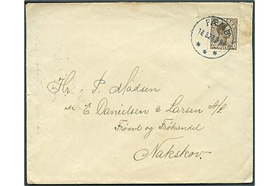 20 øre Chr. X på brev annulleret med brotype IIIb Fæmø d. 16.6.1924 til Nakskov.