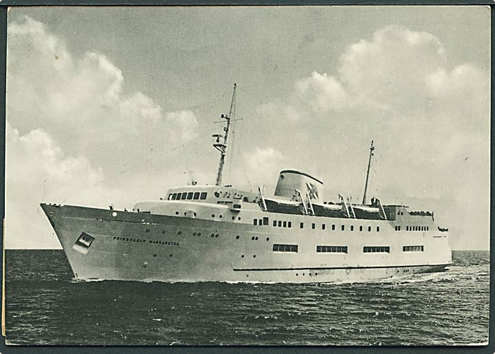 20 øre Fr. IX på brevkort (M/S Prinsessan Margaretha) fra Frederikshavn d. 14.10.1957 til København. Ubekendt med forespørgselsetiket fra Returpostkontoret P.4007 (5-50 1/2A7).
