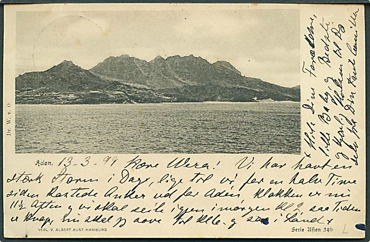 10 pfg. Germania på brevkort (Southampton) dateret det Atlantiske Ocean og annulleret Deutsch-Amerik. Seepost Hamburg - New York a d. 27.10.1908 til Philadelphia, USA. Sendt fra S/S Kaiserin Augusta Victoria.