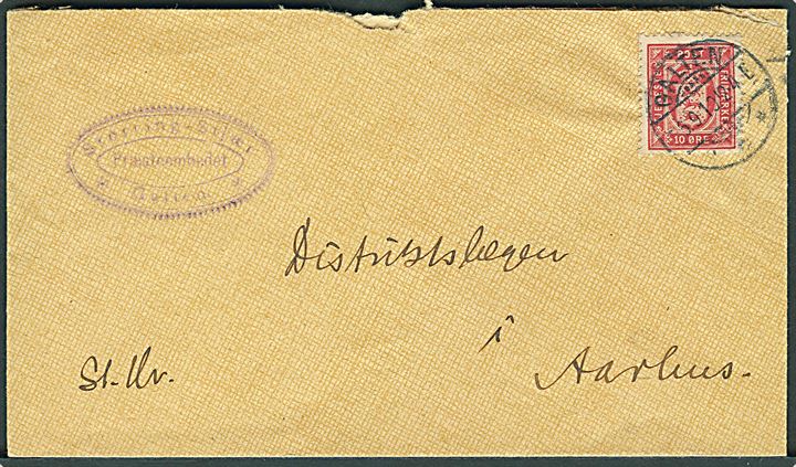 10 øre Tjenestemærke på brev fra Galten d. 5.9.1910 til Aarhus.