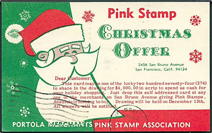 Pink Stamp. Christmas Offer. Portola Merchants pink stamp association. Uden adresselinier. U/no. 