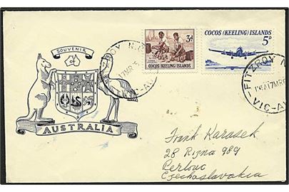 3d og 5d Cocos (Keeling) Islands på brev stemplet Fitzroy d. 17.3.1965 til Tjekkoslovakiet.