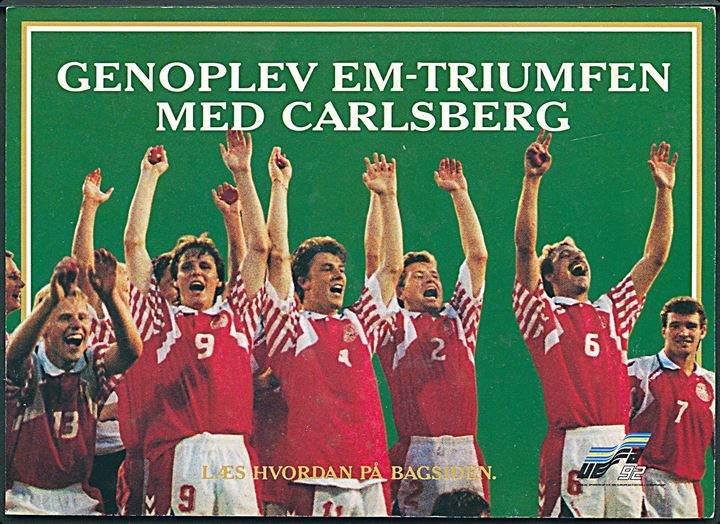 Carlsberg Reklamekort fra EM - Triumfen 1992. UEFA 92. Offical Sponsor. 