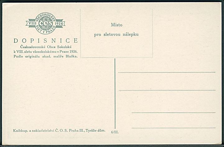 Tjekkoslovakiet. 8 Sokol stævne 1926. No. 6/III. 