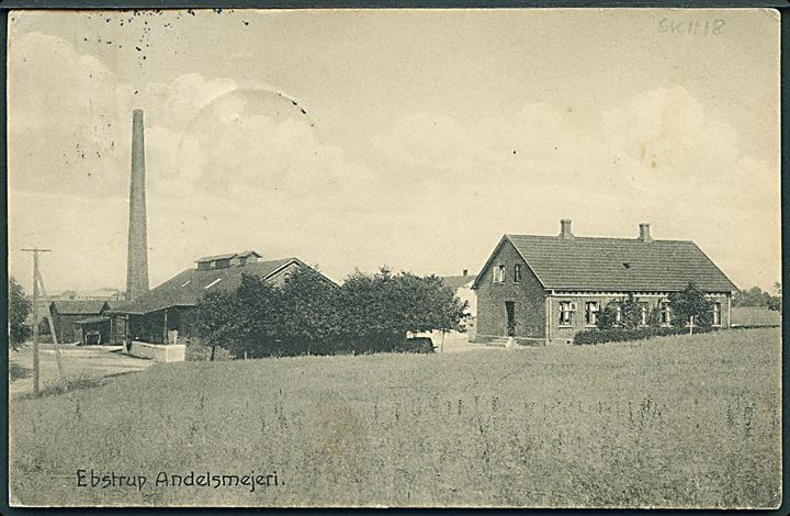 3 øre Bølgelinie på brevkort (Ebstrup Andelsmejeri) annulleret med stjernestempel SEJLING og sidestemplet Silkeborg d. 11.5.1916 til Nissel pr. Silkeborg.