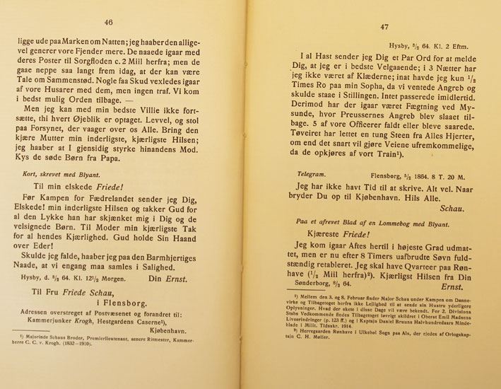 En Generalstabsofficer i 1864, Breve fra Major E. Schau til hans Hustru. Gyldendal 1925. 145 sider. 