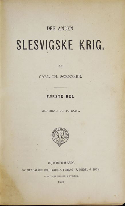 Den Anden Slesvigske Krig af Carl Th. Sørensen. Rigt illustreret beskrivelse af krigen 1864 i tre dele. Alle 3 dele samlet i et bind med omkring 1100 sider + bilag og kort. 