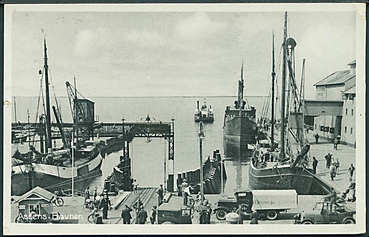 Assens Havn med skibe. Stenders, Assens no. 72. 
