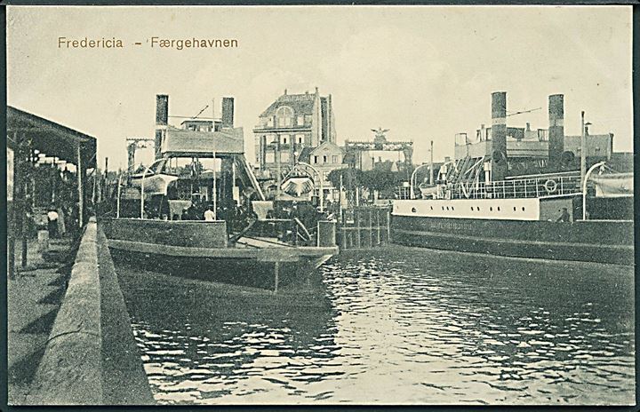 Fredericia - Færgehavnen med færgerne. J. A. F. no. 299. 
