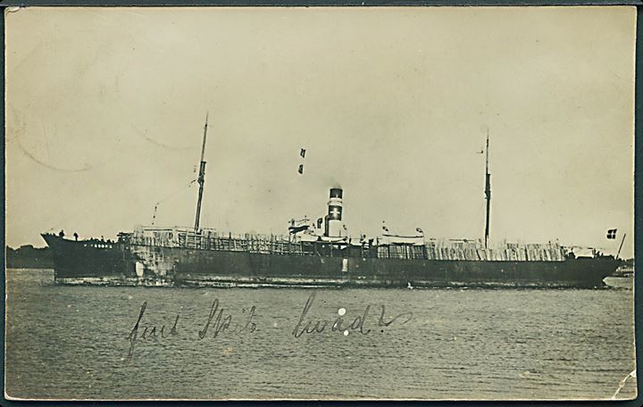 Ulfsborg, S/S, Dannebrog D/S. Sænket af tysk ubåd UC63 d. 23.10.1917 på rejse fra Bilbao til Newport. Fotokort u/no.