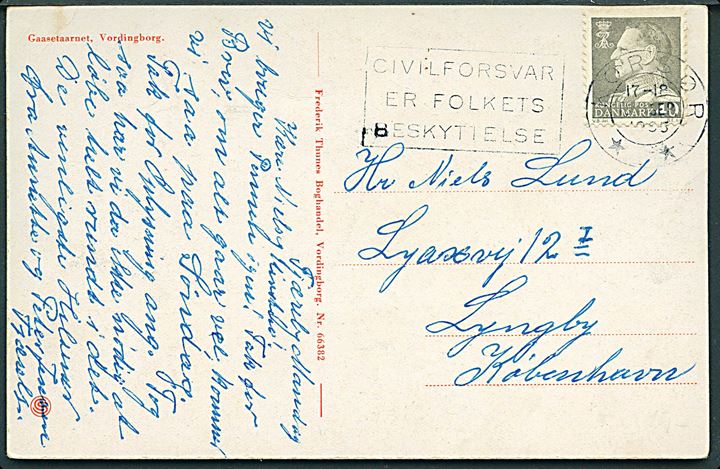 40 øre Fr. IX på brevkort annulleret med TMS Civilforsvar er folkets beskyttelse/Korsør d. 18.9.1965 til Lyngby.