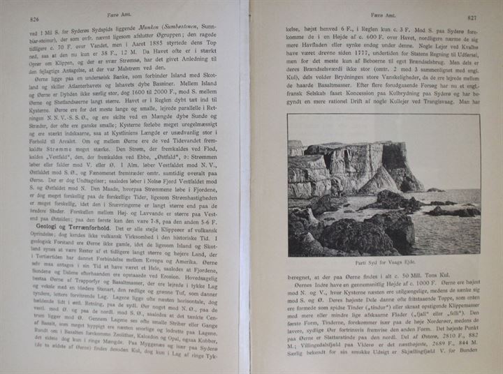 Færø Amt fra Trap Danmark ca. 1903. Privat indbinding af ca. 60 sider illustreret  afsnit om Færøerne, samt supplement og rettelser til øvrige bind II-V.  