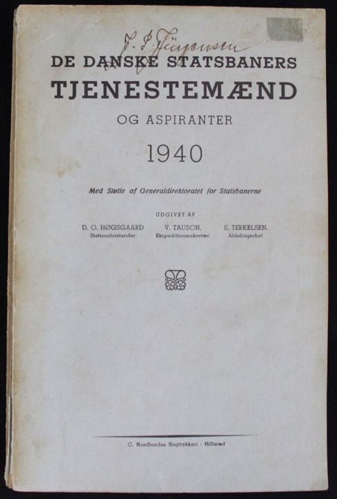 De danske Statsbaners Tjenestemænd og Aspiranter 1940. 400 sider.