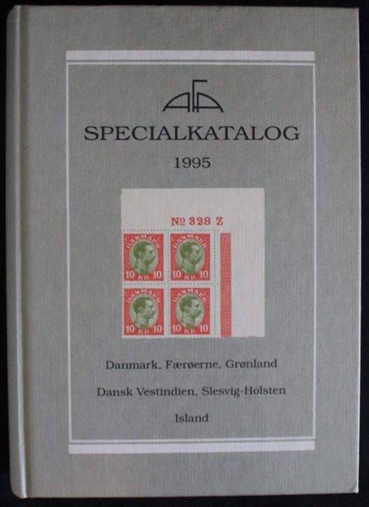AFA Specialkatalog 1995 over Danmark, Færøerne, Grønland, Dansk Vestindien, Island og Slesvig-Holsten. Artikler om Nummerstempler, Færøske stempler og 20 øre Våbentype. 720 sider.