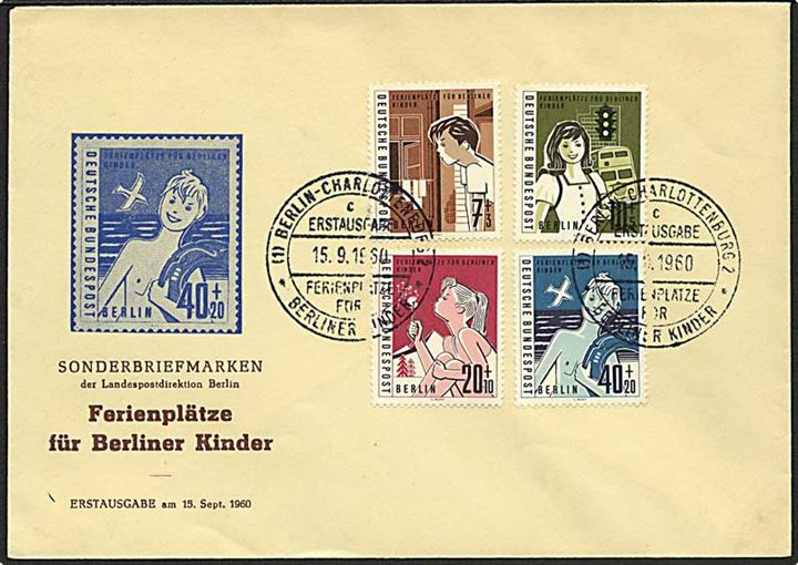 Komplet sæt Børne velgørenheds udg. på uadresseret FDC stemplet Berlin d. 15.9.1960.