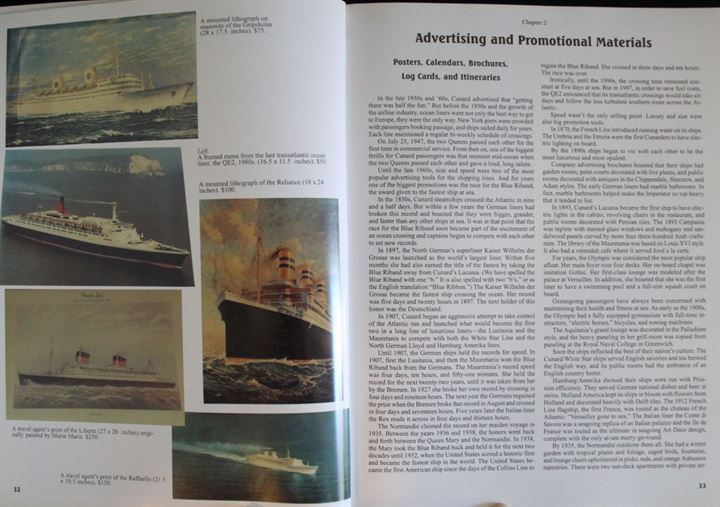 Ocean Liner Collectibles af Myra Yellin Outwater. Inderholder også mindre afsnit med postkort. 160 sider.