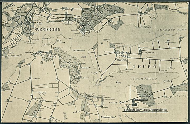 Landkort over Svendborg. Fru. H. Jepsen & Søn no. 36178. 