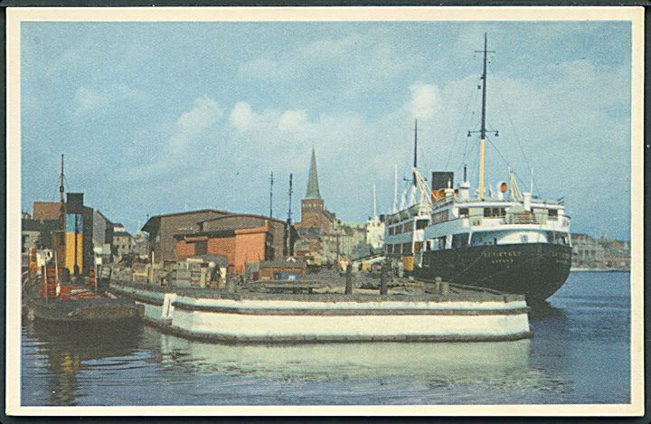 Aarhus Havneparti med skib. Stenders no. 29. 