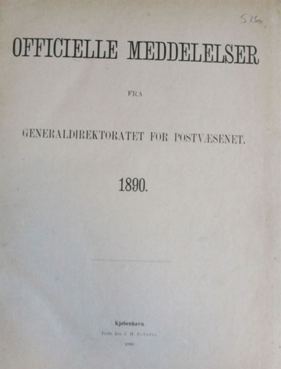 Officielle Meddelelser fra Generaldirektoratet for Postvæsenet. 1890. Indbundet årgang 114 sider. 