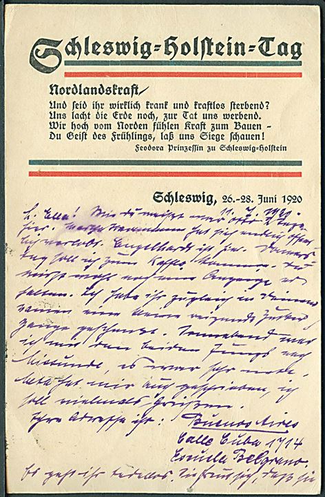 Genforening. Schleswig-Holstein Tag. Propagandakort.
