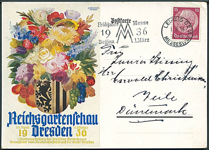 Reichsgartenschau Dresden 1936. Illustreret udstillingsbrevkort.