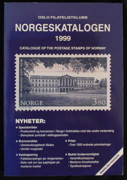 Norgeskatalogen 1999. Specialkatalog med afsnit om brevcensur og postkontrol, breve til udlandet osv.