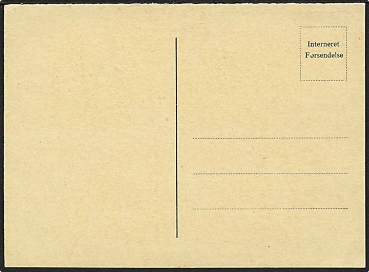 Ubrugt fortrykt Interneret Forsendelse brevkort fra den militære internering i sept./okt. 1943.