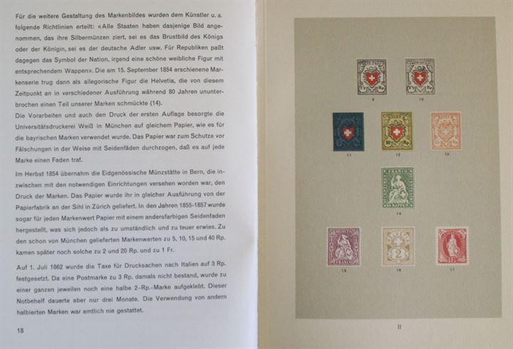 100 Jahre Schweizerische Postmarken 1843-1943. Jubilæumsskrift. 61 sider.