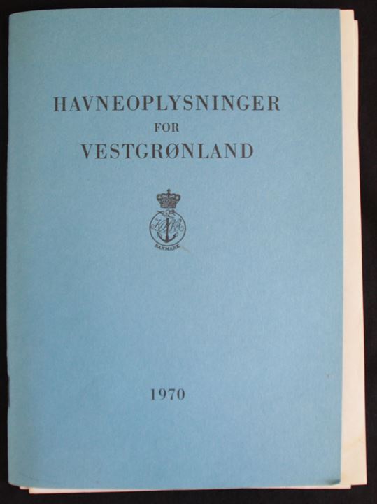Havneoplysninger for Vestgrønland udgivet af det kgl. Søkort-Arkiv 1970. Medfølger 3 tillæg.
