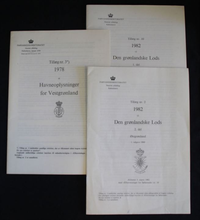 Havneoplysninger for Vestgrønland udgivet af det kgl. Søkort-Arkiv 1970. Medfølger 3 tillæg.