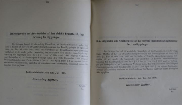 Retstidende for de sønderjydske Landsdele årgang 1920. 812 sider. Spændende indhold med mange henvisninger til administrative forandringer som følge af genforeningen i 1920.
