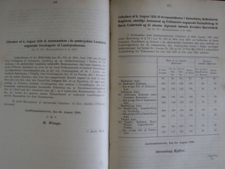 Retstidende for de sønderjydske Landsdele årgang 1920. 812 sider. Spændende indhold med mange henvisninger til administrative forandringer som følge af genforeningen i 1920.