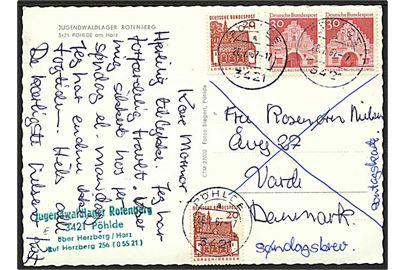 Tysk 1 mk. frankeret brevkort fra Pöhlde d. 28.7.1967 til Varde, Danmark. Påskrevet: Søndagskort.