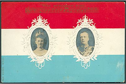 Dronning Vilhelmine af Nederlandene og Henrik af Mecklenburg-Schwerin med flag. No. 9794.