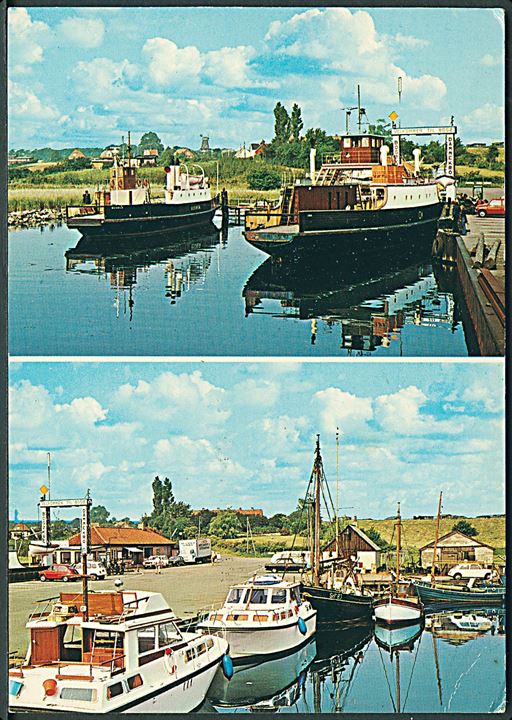 Bogø Havn med færgerne. Carl Petersens Boghandel no. 5646. 