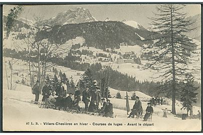 Villars - Chesières en hiver. Courses de luges. L. Buttner no. 87. 