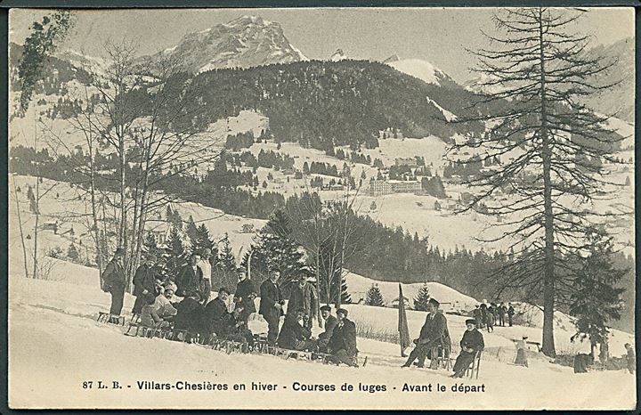 Villars - Chesières en hiver. Courses de luges. L. Buttner no. 87. 